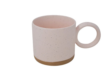 mug circle handle speckled glaze soft pink