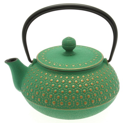 teapot cast iron honeycomb gold/green